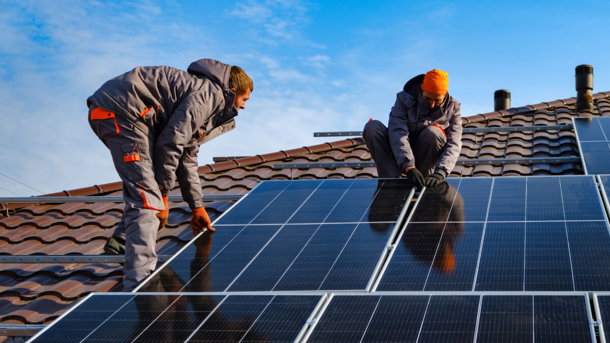 Solar panel on roof